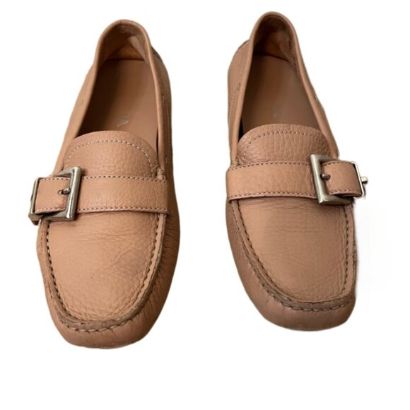 Prada Tan Leather Square Toe Flexible Loafers Size 35 (US Size 5) - Picture 1 of 9
